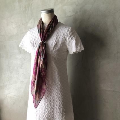 Vintage Jacquard Chain Pattern All White Long Dressʥơ㥬  ۥ磻 󥰥ɥ쥹