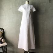 Vintage Jacquard Chain Pattern All White Long Dressʥơ㥬  ۥ磻 󥰥ɥ쥹