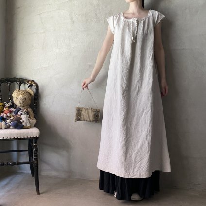 1910~30's Linen French Sleeve Dress（1910〜30年代 リネン フレンチスリーブ ワンピース）