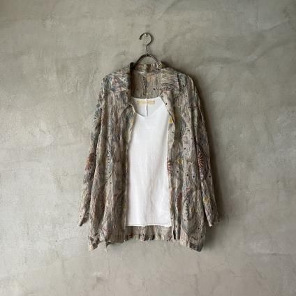 Vintage Floral Print Washer Organdy Embroidery Shirt ʥơ ץ å㡼󥸡 ɽġ