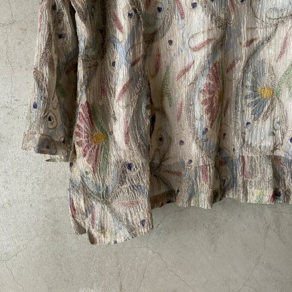Vintage Floral Print Washer Organdy Embroidery Shirt ʥơ ץ å㡼󥸡 ɽġ