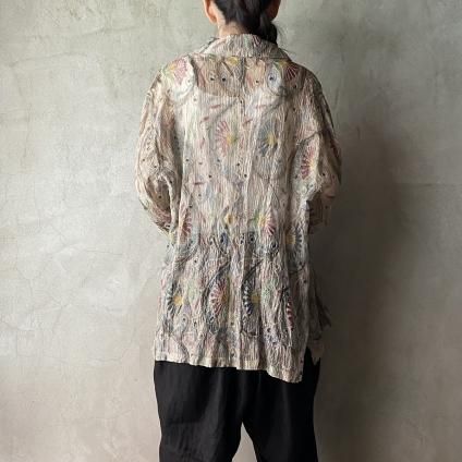 Vintage Floral Print Washer Organdy Embroidery Shirt ʥơ ץ å㡼󥸡 ɽġ