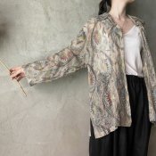 Vintage Floral Print Washer Organdy Embroidery Shirt （ヴィンテージ 花柄プリント ワッシャーオーガンジー 銀糸刺繍シャツ）