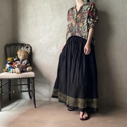 Vintage Indian Embroidery Blade Detail Washer Gathered Skirt Vintage Indian Embroidery Blade Detail Washer Gathered Skirt