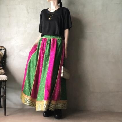 Vintage Indian Embroidery Blade 2 Tone Color  Flared Skirtʥơ ɻɽ֥졼 2ȡ 顼 ե쥢ȡ