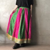 Vintage Indian Embroidery Blade 2 Tone Color  Flared Skirt（ヴィンテージ インド刺繍ブレード 2トーン カラー フレアスカート）
