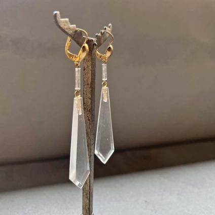 1930's France Clear Glass Earrings（フランス クリア ガラス