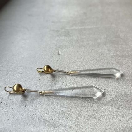 1930's France Clear Glass Earringsʥե ꥢ 饹 ԥDead Stock