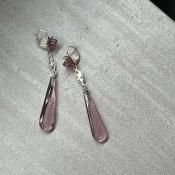 1930's France Purple Glass Flower Earringsʥե ѡץ 饹 ե ԥDead Stock