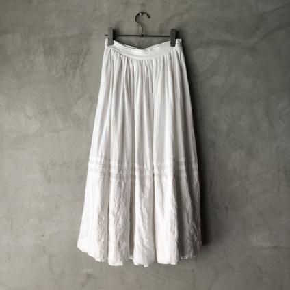 Vintage Hem Embroidery Gather Flared Skirtʥơ إɽ 㥶ե쥢ȡ