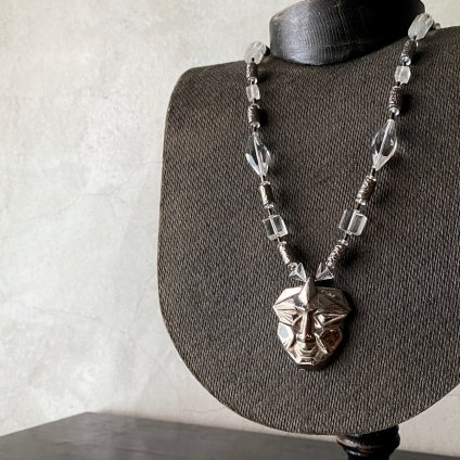 <img class='new_mark_img1' src='https://img.shop-pro.jp/img/new/icons13.gif' style='border:none;display:inline;margin:0px;padding:0px;width:auto;' />1940's French Galvanize Glass Face Necklace（1940年代 フランス ガルバニゼ ガラス フェイス ネックレス ）