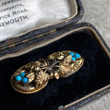 Victorian Gold Fronted Turquoise Broochʥȥꥢ ĥ  ֥