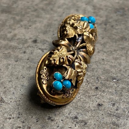 Victorian Gold Fronted Turquoise Brooch（ヴィクトリアン 金張 ターコイズ ブローチ）