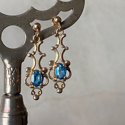 Vintage 9KYG Blue Topaz Earrings（ヴィンテージ 9KYG ブルートパーズ ピアス）