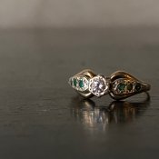 Vintage 9KYG Diamond Emerald Ring（ヴィンテージ 9KYG ダイヤモンド エメラルド リング）