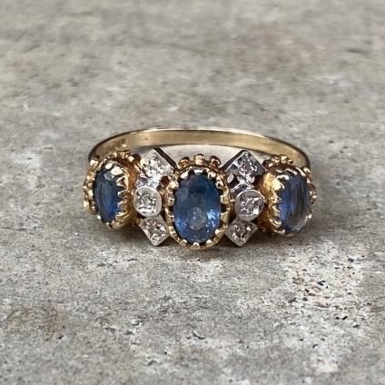 Vintage 9KYG Sapphire Diamond Ringʥơ 9KYG ե  󥰡