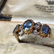 Vintage 9KYG Sapphire Diamond Ring（ヴィンテージ 9KYG サファイア ダイヤモンド リング）