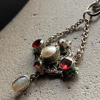 Austro - hungarian Pearl Garnet Enamel Necklaceʥȥꥢ=ϥ󥬥꡼ ѡ ͥå ʥ ͥå쥹