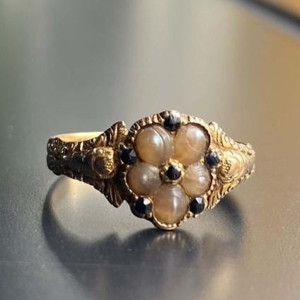 c.1851 18KYG Pearl Mourning Ring(1851年 18KYG パール c.1851 18KYG Pearl Mourning Ring(1851年 18KYG パール