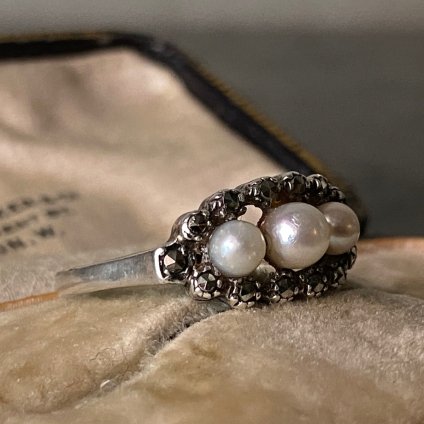 1940's Silver Pearl Marcasite Ring1940ǯ С ŷѡ ޡ 󥰡
