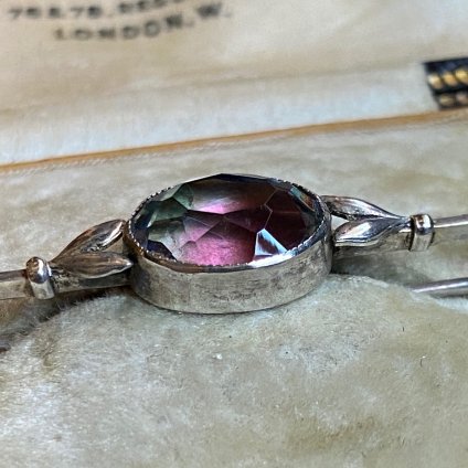 1930's Silver Iris Glass Brooch（1930年代 シルバー アイリスガラス ブローチ）