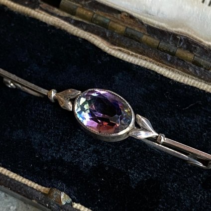 1930's Silver Iris Glass Brooch（1930年代 シルバー アイリスガラス ブローチ）