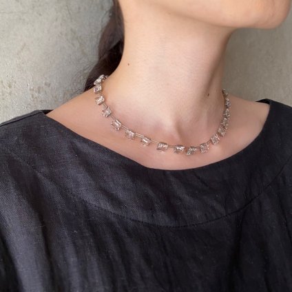 1930's Silver Crystal Glass Necklace（1930年代 クリスタルガラス ネックレス）- JeJe PIANO  ONLINE BOUTIQUE 神戸のアンティーク