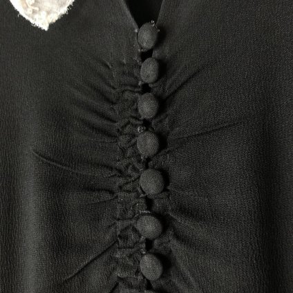 Vintage Georgette Lace Neck Tie Front button Dressʥơ 硼å 졼ͥåեȥܥ ɥ쥹