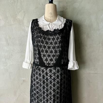 1950's French Chemical Lace Sleeveless Dress1950's ե ߥ졼 Ρ꡼ ɥ쥹