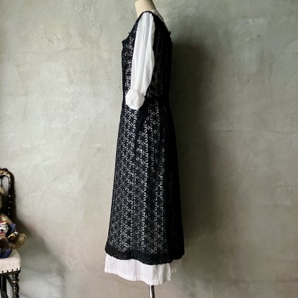 1950's French Chemical Lace Sleeveless Dress1950's ե ߥ졼 Ρ꡼ ɥ쥹