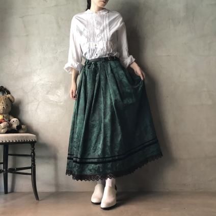 Vintage Rose Pattern Jacquard Hem Scalloped Lace Flared Skirtʥơ Х 㥬 إॹåץ졼 ե쥢ȡ