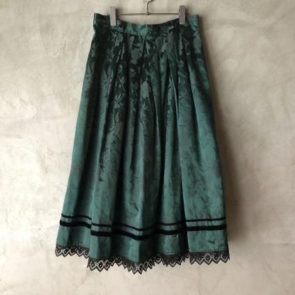 Vintage Rose Pattern Jacquard Hem Scalloped Lace Flared Skirtʥơ Х 㥬 إॹåץ졼 ե쥢ȡ