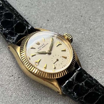 ROLEX OYSTER PERPETUALʥå ѡڥ奢18KYG ե롼ƥåɥ٥ ⡼륻