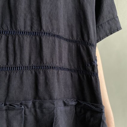 VINCENT JALBERT Pleats Dress - Embroidery - ʥ󥻥 ١ ɽ ץ꡼ĥɥ쥹Navy