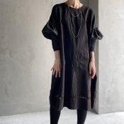 VINCENT JALBERT Ballon Sleeve Dress - Embroidery - （ヴィンセント ジャルベール 刺繍 バルーンスリーブドレス）Black