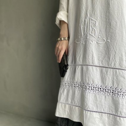 VINCENT JALBERT Pullover Dress - Embroidery - （ヴィンセント ジャルベール 刺繍 プルオーバードレス）Natural 3