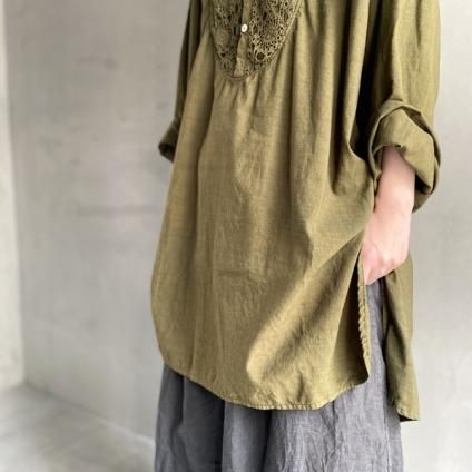 VINCENT JALBERT Long Shirt Laceʥ󥻥 ١ 󥰥 졼Khaki