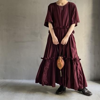 VINCENT JALBERT Double Smock Dress Long (󥻥 ١ ֥륹åɥ쥹 ) Dark Red