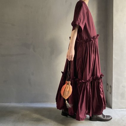 VINCENT JALBERT Double Smock Dress Long (󥻥 ١ ֥륹åɥ쥹 ) Dark Red