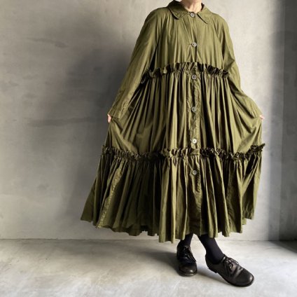 VINCENT JALBERT Double Smock Dress Coat (󥻥 ١ ֥륹åɥ쥹 ) Khaki