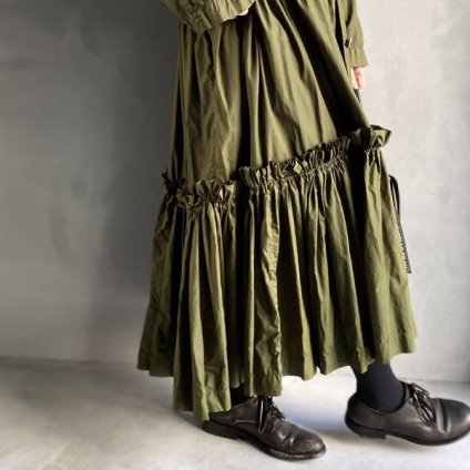 VINCENT JALBERT Double Smock Dress Coat (ヴィンセント ジャルベール ダブルスモックドレスコート ) Khaki