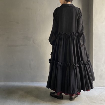 VINCENT JALBERT Double Smock Dress Coat (󥻥 ١ ֥륹åɥ쥹 ) Black