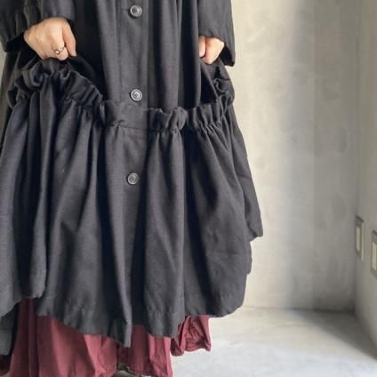 VINCENT JALBERT Double Smock Dress Coat (󥻥 ١ ֥륹åɥ쥹 ) Black