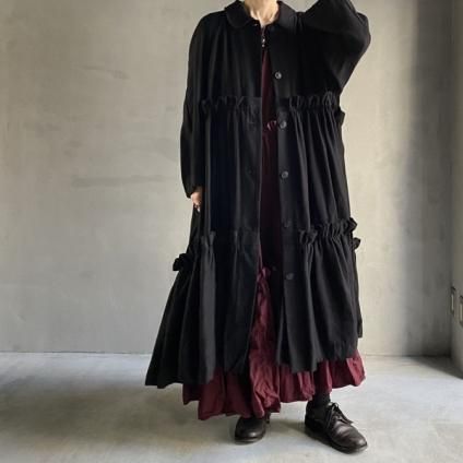 VINCENT JALBERT Double Smock Dress Coat (󥻥 ١ ֥륹åɥ쥹 ) Black