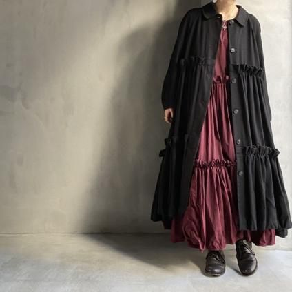 VINCENT JALBERT Double Smock Dress Coat (󥻥 ١ ֥륹åɥ쥹 ) Black