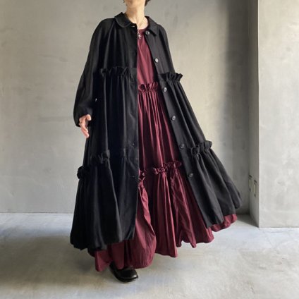 VINCENT JALBERT Double Smock Dress Coat (󥻥 ١ ֥륹åɥ쥹 ) Black