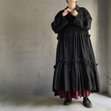 VINCENT JALBERT Double Smock Dress Coat (󥻥 ١ ֥륹åɥ쥹 ) Black