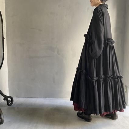 VINCENT JALBERT Double Smock Dress Coat (󥻥 ١ ֥륹åɥ쥹 ) Black