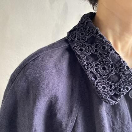 VINCENT JALBERT Lace Collar Coat (󥻥 ١ 졼顼  ) Navy