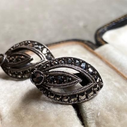 1940's Marcasite  Leaf Bud Earrings1940ǯ ޡ ڤβ 󥰡